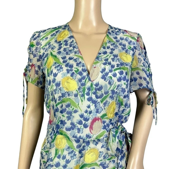 Polo Ralph Lauren Womens Floral Short Sleeve Crepe Wrap Dress Size 2 - Picture 11 of 15